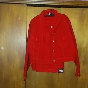 Woman Denim jacket and Wave pants suit